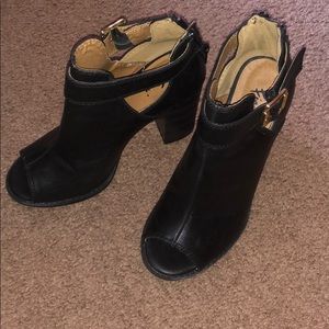 Black peep toe high heels